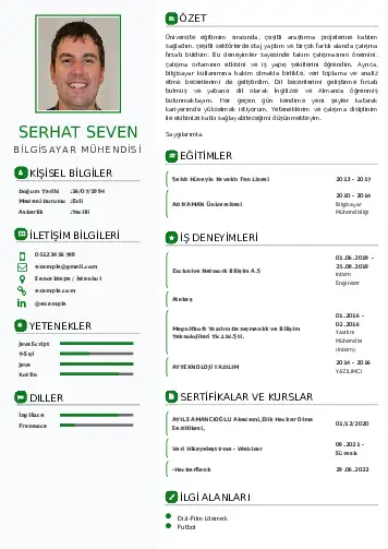 Bilgisayar Mühendisi CV Örnekleri cv indir